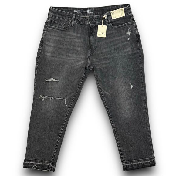NEW ANA Womens High Rise Straight Jeans Black Dark Rinse Denim Plus Size 18W - Picture 1 of 8